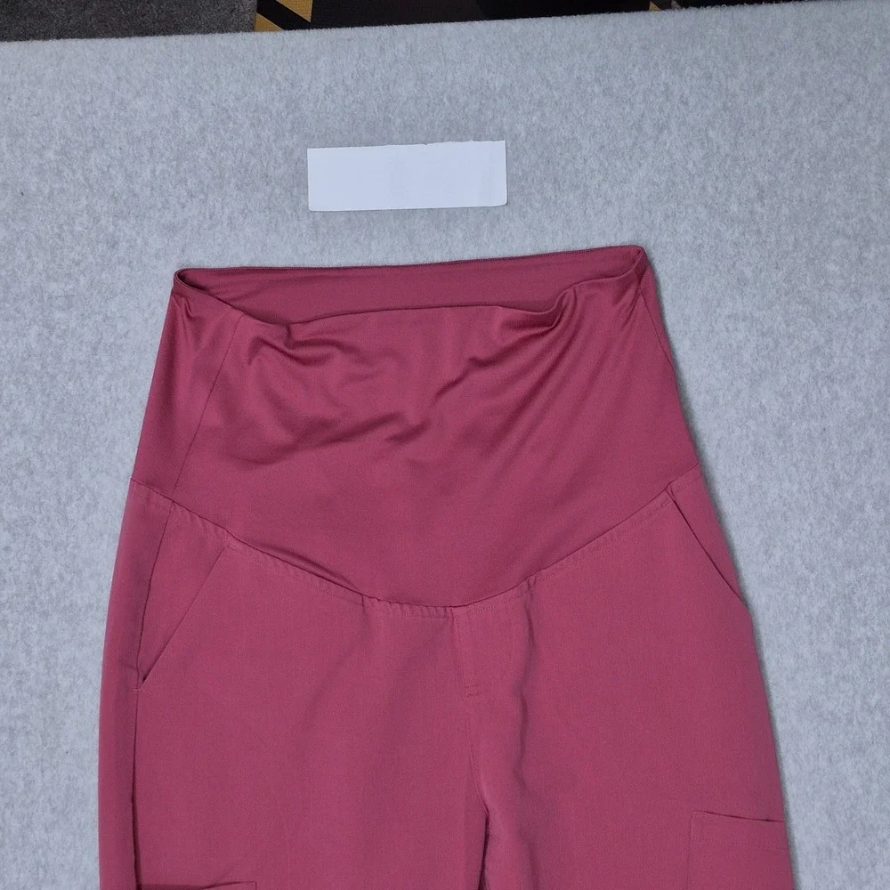Mandala Women Scrub Pants PM Petite Pink Maternity Cargo Jogger Equa-Tek